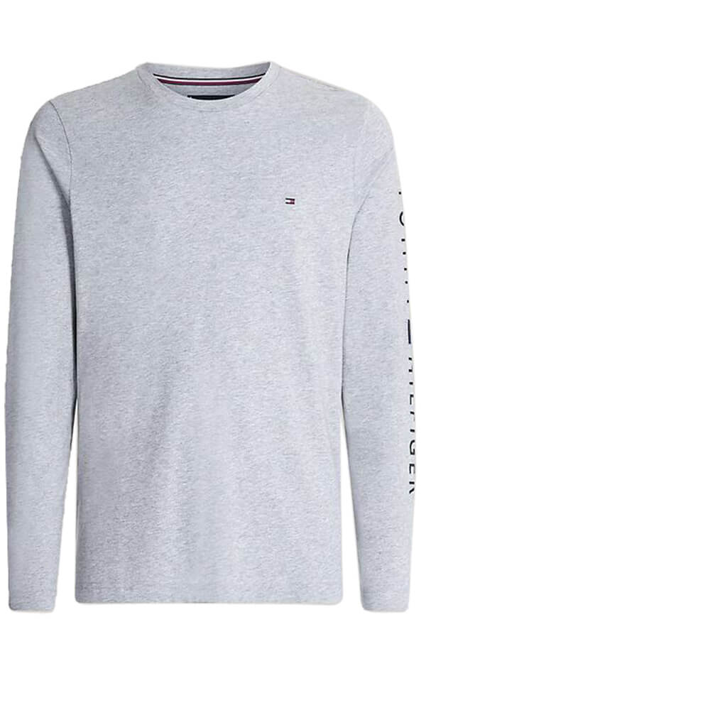 Tommy Hilfiger Logo Long Sleeve Tee Light Grey Heather
